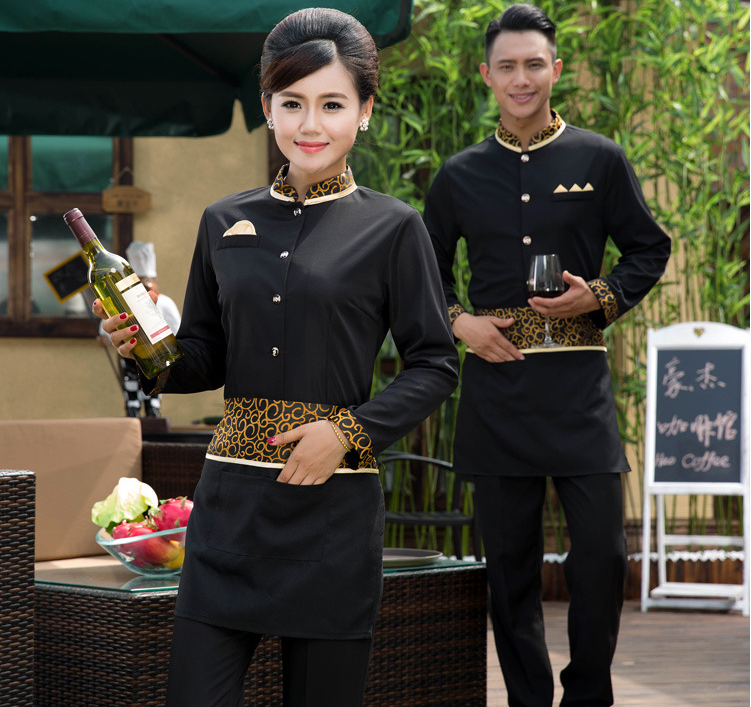 酒店工作服秋冬裝長(cháng)袖女快餐廳前臺收銀工服